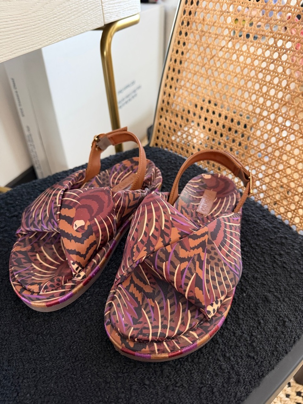 Farm Rio Macaw print platform sandals